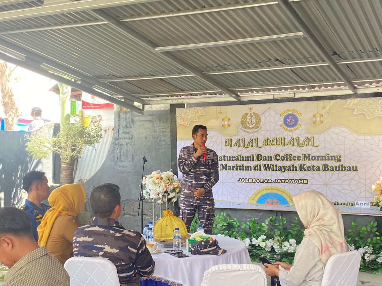 Halal Bi Halal lebaran tahun 2025 Posal Baubau bersama unsur maritim di wilayah Kota Baubau yang di gelar di rumah dinas Jabatan Danposal Baubau