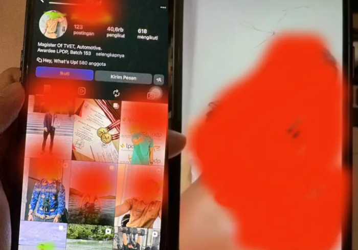 Kolase foto akun Instagram dan video oknum guru yang melakukan hubungan sesama jenis dan Tangkapan layar video yang beredar di media sosial.